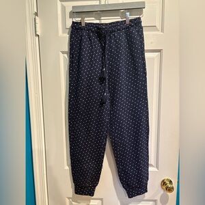 Ann Taylor polka dot jogger pants navy blue sz XS new with tags